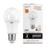 Лампа Gauss LED Elementary A60 20W E27 1520lm 3000K 23219