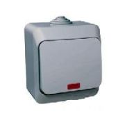 Этюд Серый Выключатель 1-клавишный с подсветкой IP44 наружный BA10-045C