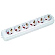 HOROZ Колодка 6 вх. с/з белый 200-600-601