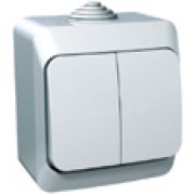 Этюд Белый Выключатель 2-клавишный IP44 наружный BA10-042B