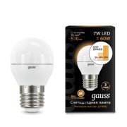 Лампа Gauss LED Шар E27 7W 520lm 3000K step dimmable 105102107-S