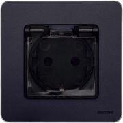 Legrand/Daccord INSPIRIA Антрацит Розетка 2К+З IP 44 с откидной крышкой и шторками - немецкий станда