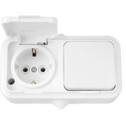 В-РЦ-657 Выключатель 1-кл + розетка с/з брызгозащищенный открытой установки IP54