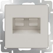 Розетка телефонная RJ-11 и Еthernet RJ-45 (слоновая кость) / WL03-RJ11-45-ivory