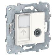 Schneider Electric Unica New Бел Розетка TV одиночная + комп. RJ45 кат.6 UTP, 1 модуль