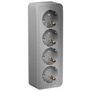 Blanca Розетка 4-ая с/з со шторками. О/П 16А, 250В, изолирующая пластина Алюминий BLNRA011413