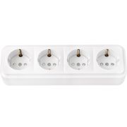 Розетка 4-ая с/з со шторками открытой установки IP20 РА16-278 Пралеска