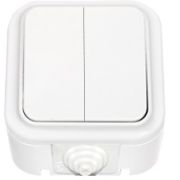 Пралеска Аква Выключатель 2-клавишный брызгозащищенный А56-224 открытой установки IP54