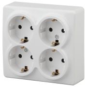 ЭРА Эксперт Розетка 4-ая с/з Schuko со шторками 16А ОУ белый IP20 11-2211-01