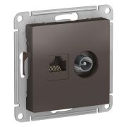 Systeme Electric AtlasDesign Мокко Розетка двойная комп+ТВ, RJ45+TV, кат.5E, механизм