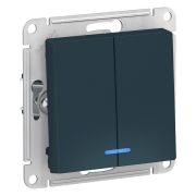 Systeme Electric AtlasDesign Изумруд Выключатель 2-клавишный с подсветкой, сх.5а, 10АХ, механизм