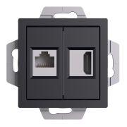 Systeme Electric AtlasDesign Карбон Розетка двойная HDMI+RJ45, кат.5Е, механизм