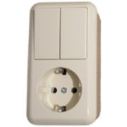 Elso Cont Беж Блок Выключатель 2-х клавишный+розетка с/з 398500