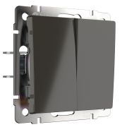 Выключатель 2-клавишный проходной серо-коричневый a050838