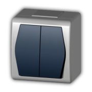 HERMES2 Выключатель 2 кл. для О/П IP44 (белый/черный) (12шт.) 1002-01