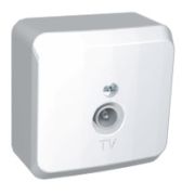 Этюд Белый Розетка TV единственная 0,7dB наружная TVA-002B