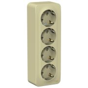 Blanca Розетка 4-ая с/з со шторками О/П 16А, 250В, изолирующая пластина Бежевый BLNRA011417