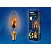 Uniel Лампа свеча «Эффект пламени» прозрачная Е14 3Вт