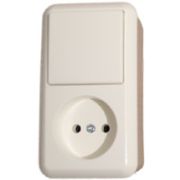Elso Cont Бел Блок Переключатель 1-клавишный+розетка без/з 399604