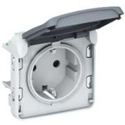 Legrand Plexo Серый Мех Розетка с/з с крышкой, винтовой зажим IP55 069571