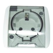 ALSU Розетка с/з с крышкой для открытой установки белая