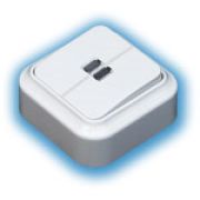 Выключатель 2-клавишный с подсветкой открытой проводки IP20 А510-215 Пралеска