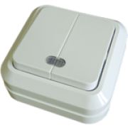 Выключатель 2 кл. с подсветкой О/П 10А белый Олимп 0123