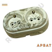 Розетка с/з 2-ая керамическая мрамор Арбат