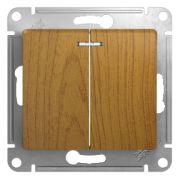 SE Glossa Дерево Дуб Выключатель 2-клавишный с подсветкой, сх.5а GSL000553