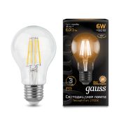Лампа Gauss LED Filament A60 E27 6W 600lm 2700К 102802106