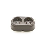 Розетка с/з 2-ая керамическая серый Арбат