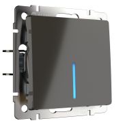 Выключатель одноклавишный проходной с подсветкой серо-коричневый a035909