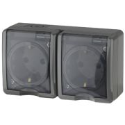 ЭРА Эксперт Розетка 2-ая с/з IP54 16АХ-250В, ОУ серый 11-2403-03