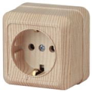 Розетка Intro Quadro 2-202-11 с заземлением 2P+E Schuko, 16А-250В, IP20, ОУ, сосна