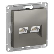 Systeme Electric AtlasDesign Сталь Розетка двойная компьютерная RJ45+RJ45, кат.5E, механизм