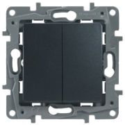 Legrand Etika Антрацит Переключатель 2-клавишный 10А автомат. зажим 672612