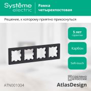 Systeme Electric AtlasDesign Карбон Рамка 4-ая, универсальная