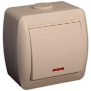 LEZARD Выключатель 1 кл. О/П проходной с подсветкой крем 710-0300-114