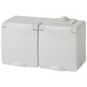 ЭРА Эксперт Розетка 2-ая с/з IP65 16АХ-250В серый 11-2603-03