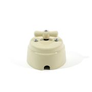 Выключатель поворотный 1-2 клавишный, АБС-пластик, слоновая кость Вектор