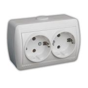 LEZARD Розетка 2-ая с/з О/П белая 710-0200-127