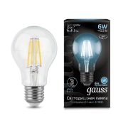 Лампа Gauss LED Filament A60 E27 6W 630lm 4100К 102802206