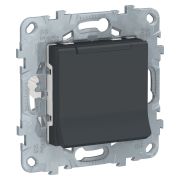 Schneider Electric Unica New Антрацит Розетка с/з со шторками, с крышкой, 16А, 250В, IP40