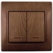 LEZARD С/П сосна выключатель 2-кл с подсветкой 701-0801-112