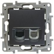 Legrand Etika Антрацит Розетка тел.+ комп. (RJ11+RJ45) 5 кат. UTP 672652