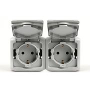 Legrand Quteo Сер Розетка 2-ая с/з с крышкой со шторками IP44 782353