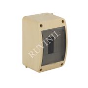 Щиток Тусо о/п на 4 мод. сосна с вертикальной прозрачной дверцей. 90х140х85мм 68304-27М