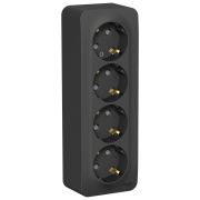 Blanca Розетка 4-ая с/з со шторками. О/П 16А, 250В, изолирующая пластина Антрацит BLNRA011416