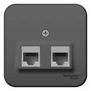 Blanca Розетка компьютерная 2-ая RJ45, кат.5E, О/П изолир. пластина Антрацит BLNIA045456