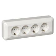 Blanca Розетка 4-ая с/з со шторками. О/П 16А, 250В, металл монтажная пластина RA16-411M-BI